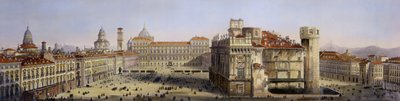 Piazza Castello, Turin, Engraved by F. Citterio by Carlo Bossoli